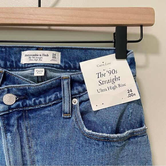 NWT Abercrombie 90s Straight Ultra High Rise Curve Love Jeans sz 24/00 - Picture 6 of 7